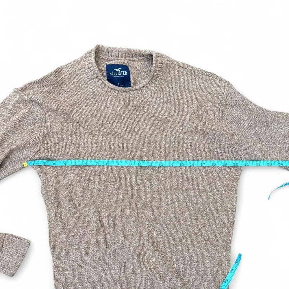 Knit Sweater Tan Marled Hollister Fisherman Coastal Grandpa Rolled Neck Large